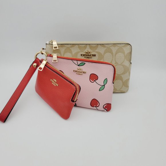 Coach Bags Coach Ce657 Mix Print Corner Zip Wristlet Trio Set